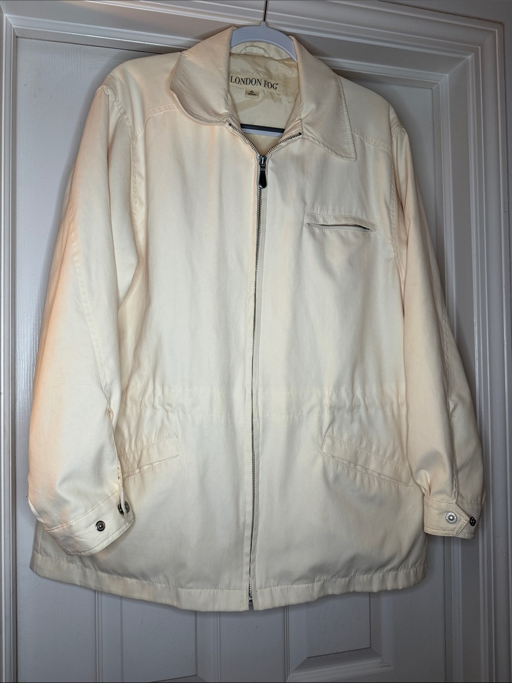 London Fog Cream Zip-Front Utility Jacket